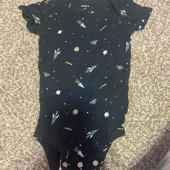 Carters Unisex Space Themed Short Sleeve Onesie Multicolor - Picture 1 of 3